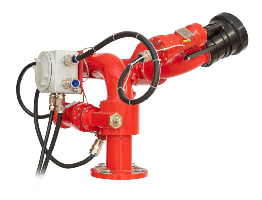 Пожарный робот с расходами от 50 до 80 л/с во взрывозащищенном исполнении  с программным управлением ПР-ЛСД-С60(50,70,80)У-Ех пожарный робот